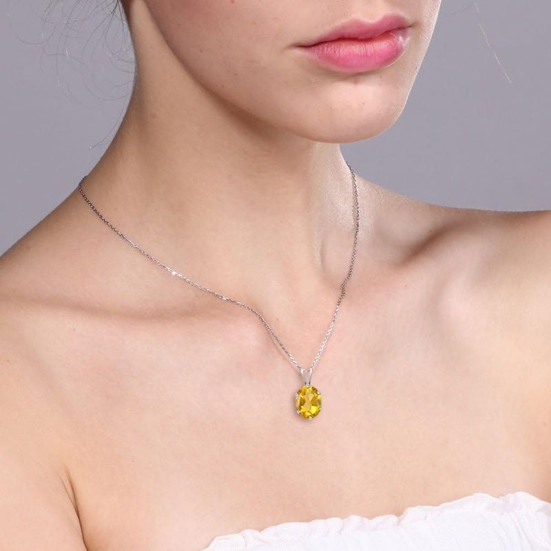 Gem Stone King 925 Sterling Silver Oval Gemstone Birthstone Pendant Necklace with 18 Inch Chain - Image 3